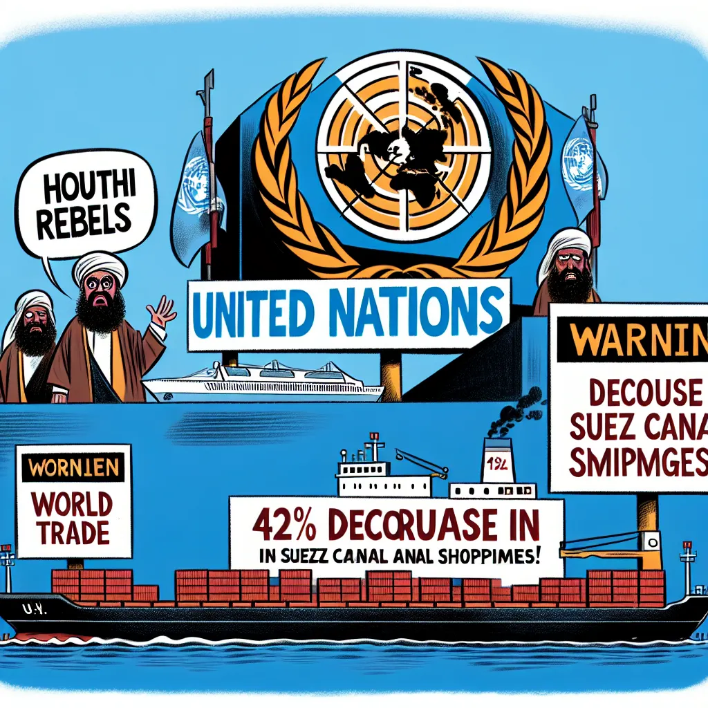 유엔, 후티 반군의 세계 무역 위협과 수에즈 운송량 42% 감소 경고